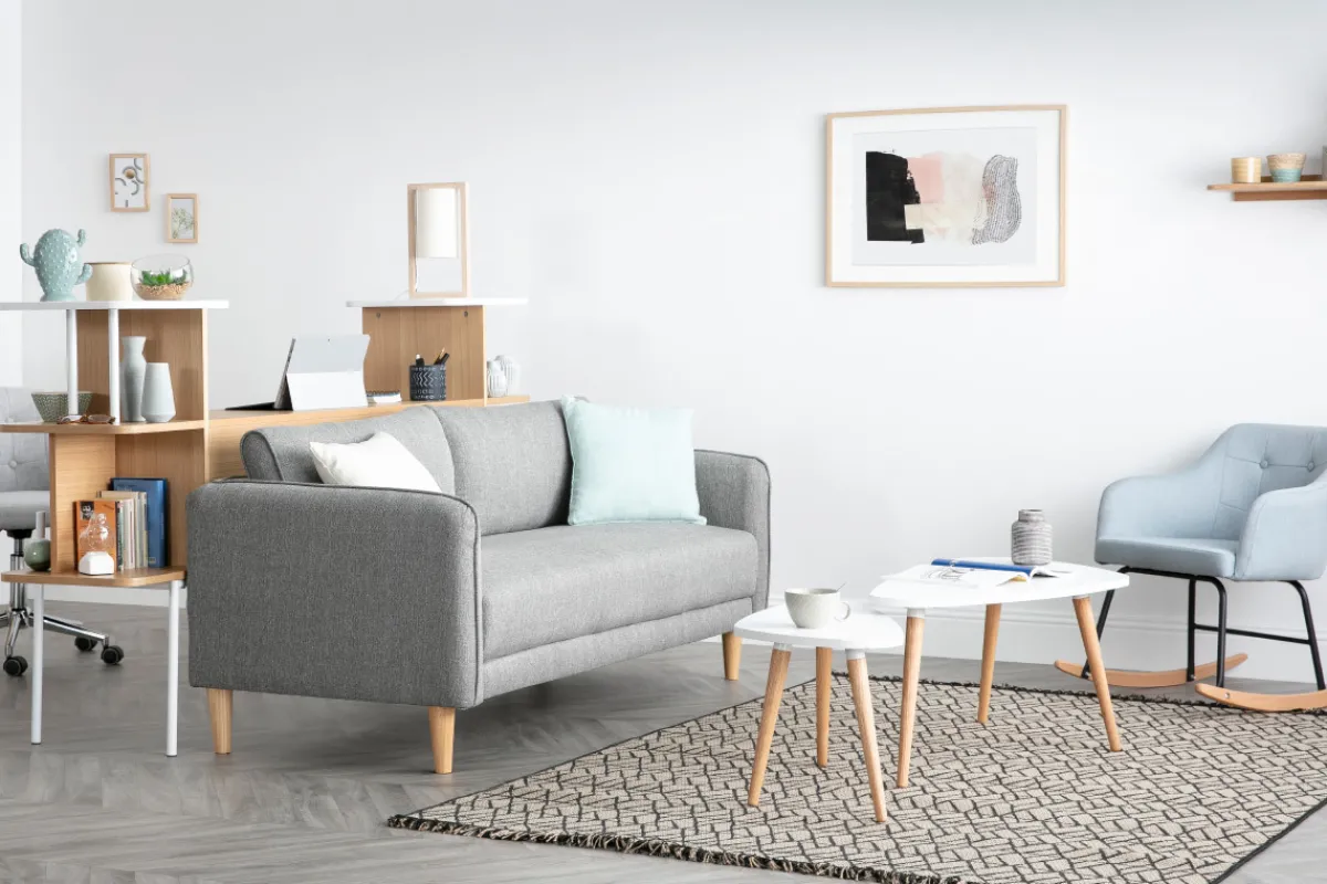 Miliboo Satztische Beistelltische skandinavisch Weiß und helles Holz 2er-Set ARTIK* Couchtische|Beistelltische