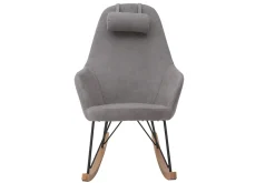 Miliboo Schaukelstuhl aus Stoff Samt Grau Beine Metall und Holz JHENE* Design-sessel|Schaukelstühle