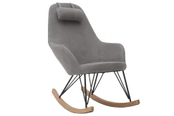 Miliboo Schaukelstuhl aus Stoff Samt Grau Beine Metall und Holz JHENE* Design-sessel|Schaukelstühle