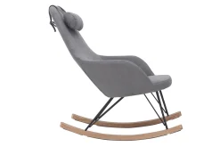 Miliboo Schaukelstuhl aus Stoff Samt Grau Beine Metall und Holz JHENE* Design-sessel|Schaukelstühle