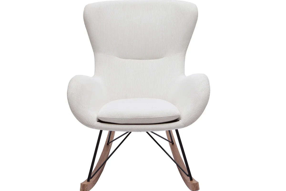 Miliboo Schaukelstuhl beige Cord-Stoff ESKUA* Schaukelstühle|Sessel