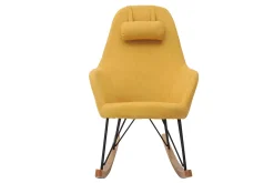 Miliboo Schaukelstuhl Kind Stoff Gelb Beine Metall und Holz JHENE* Design-sessel|Schaukelstühle