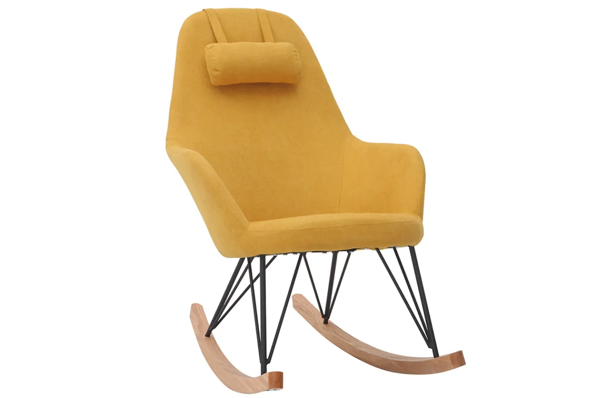 Miliboo Schaukelstuhl Kind Stoff Gelb Beine Metall und Holz JHENE* Design-sessel|Schaukelstühle