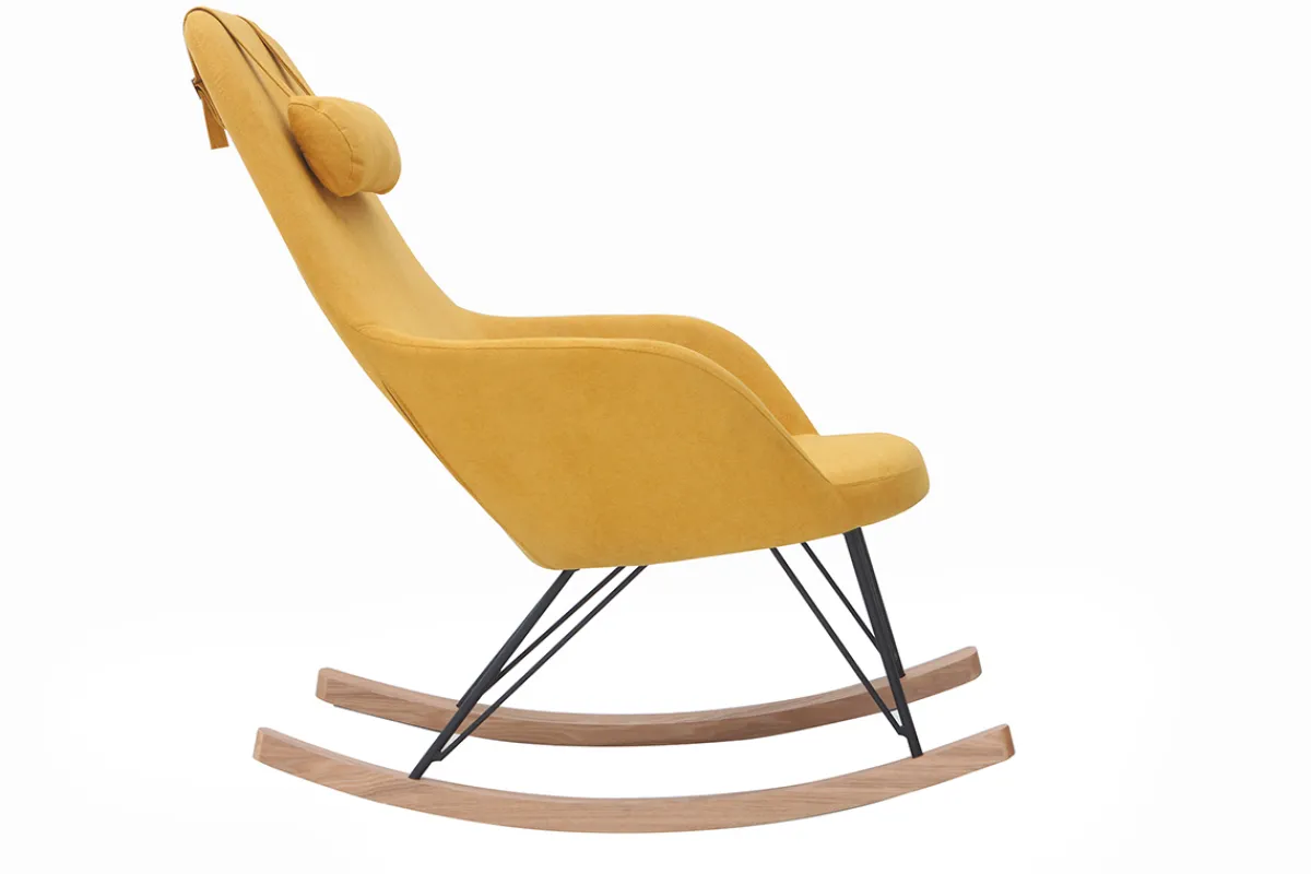 Miliboo Schaukelstuhl Kind Stoff Gelb Beine Metall und Holz JHENE* Design-sessel|Schaukelstühle