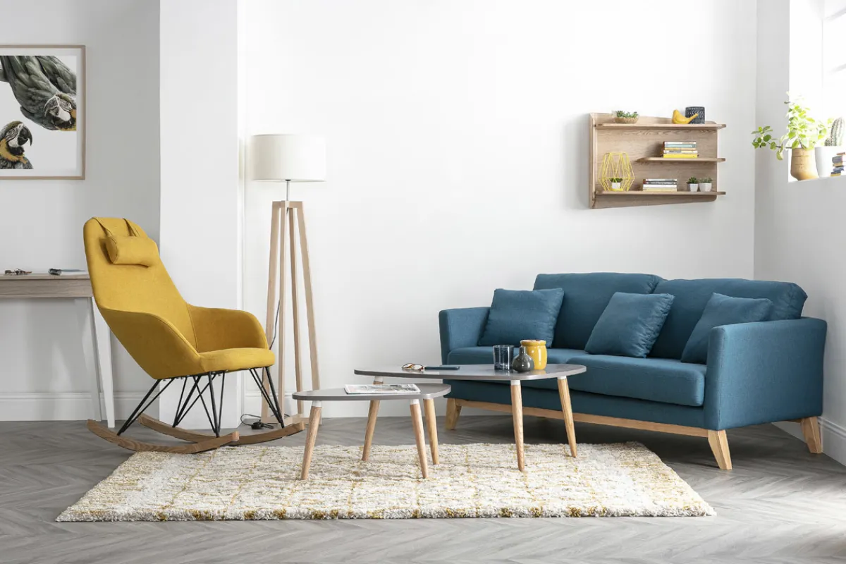 Miliboo Schaukelstuhl Kind Stoff Gelb Beine Metall und Holz JHENE* Design-sessel|Schaukelstühle