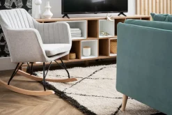Miliboo Schaukelstuhl skandinavisch Stoff Blaugrün ALEYNA* Design-sessel|Schaukelstühle