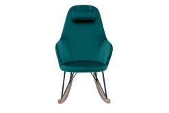 Miliboo Schaukelstuhl skandinavisch Samt Petrolblau JHENE* Design-sessel|Schaukelstühle