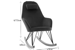 Miliboo Schaukelstuhl skandinavisch Samt Petrolblau JHENE* Design-sessel|Schaukelstühle
