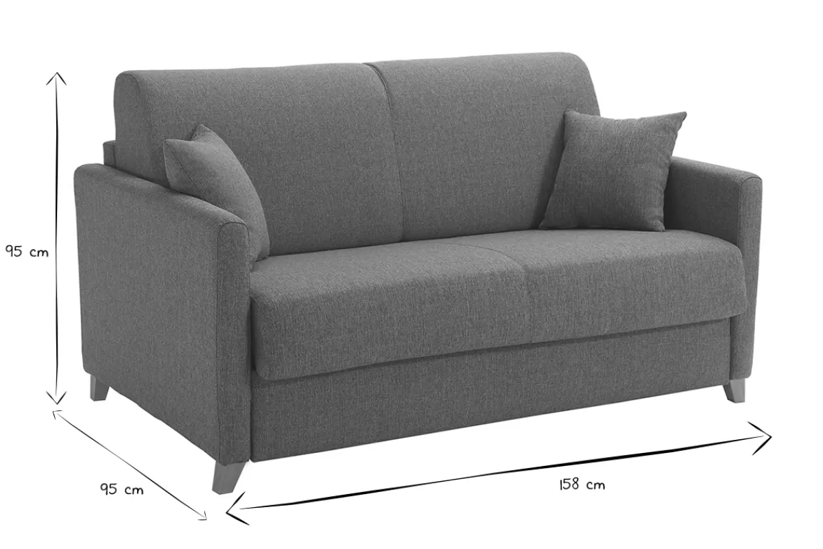 Miliboo Schlafcouch grau mit Matratze 13 cm 2-3-Sitzer SKANDY* Schlafsofas