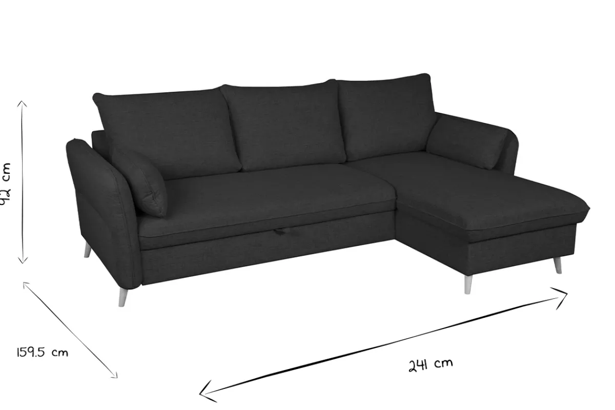 Miliboo Schlaf-Ecksofa mit Stauraum 3/4-Sitzer beiger Stoff und helles Holz DRISS* Schlafsofas|Ecksofas