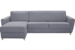 Miliboo Schlaf-Ecksofa mit Stauraum 4-Sitzer grauer Stoff und helles Holz anpassbar GRAHAM* Schlafsofas|Ecksofas
