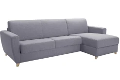 Miliboo Schlaf-Ecksofa mit Stauraum 4-Sitzer grauer Stoff und helles Holz anpassbar GRAHAM* Schlafsofas|Ecksofas
