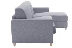 Miliboo Schlaf-Ecksofa mit Stauraum 4-Sitzer grauer Stoff und helles Holz anpassbar GRAHAM* Schlafsofas|Ecksofas