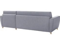 Miliboo Schlaf-Ecksofa mit Stauraum 4-Sitzer grauer Stoff und helles Holz anpassbar GRAHAM* Schlafsofas|Ecksofas