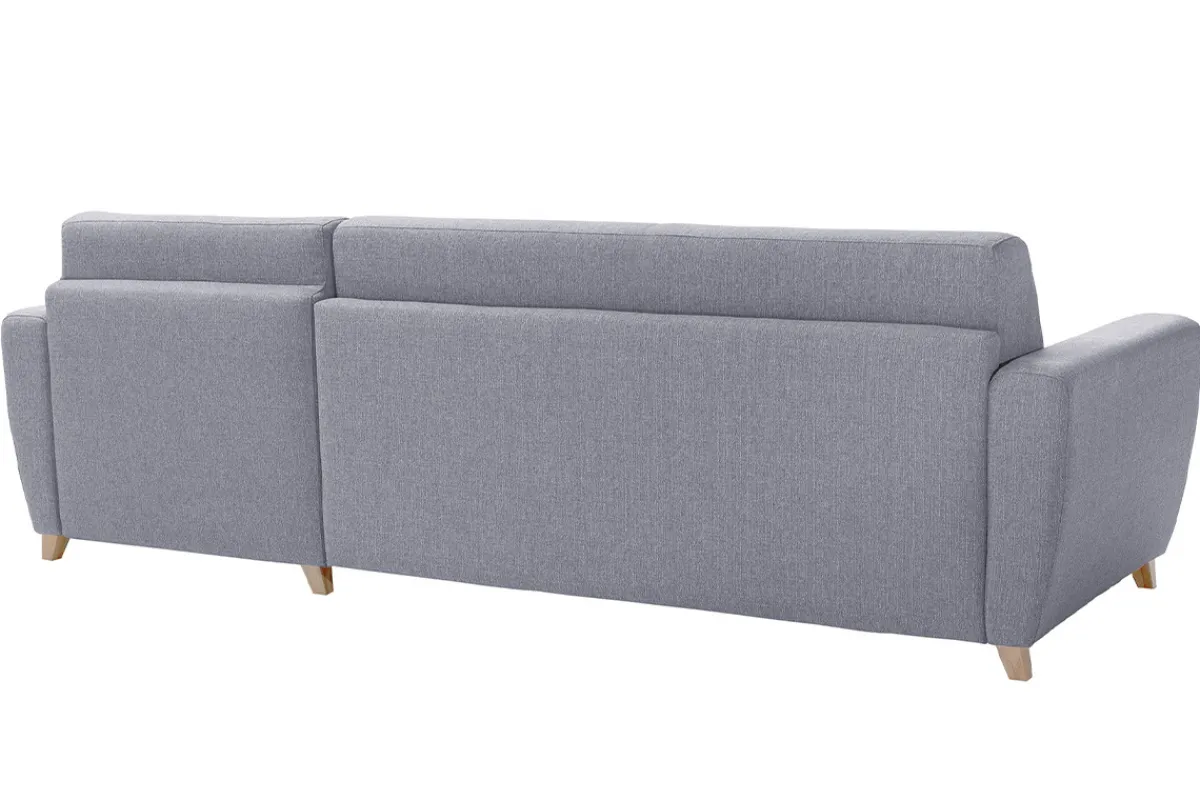 Miliboo Schlaf-Ecksofa mit Stauraum 4-Sitzer grauer Stoff und helles Holz anpassbar GRAHAM* Schlafsofas|Ecksofas