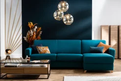 Miliboo Schlaf-Ecksofa mit Stauraum 4-Sitzer grauer Stoff und helles Holz anpassbar GRAHAM* Schlafsofas|Ecksofas