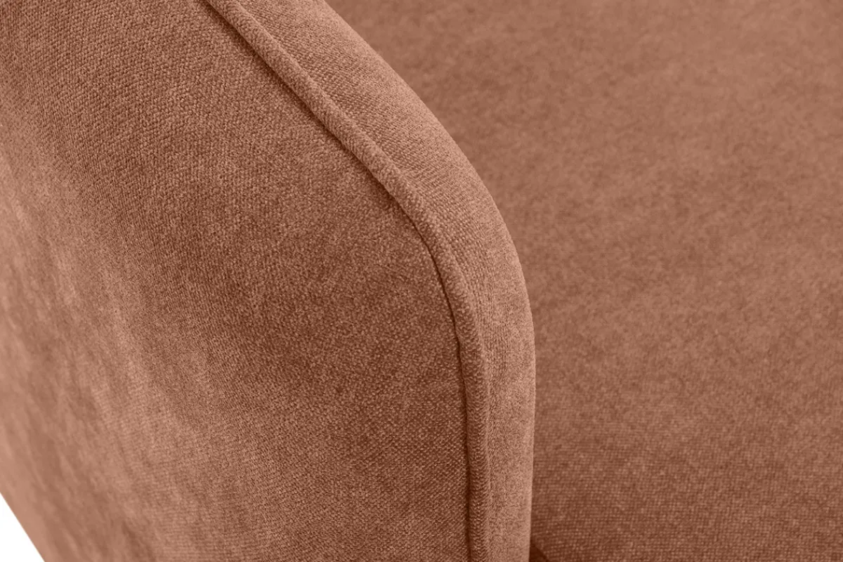 Miliboo Schlaf-Ecksofa modulierbar terracottafarbener Stoff mit Velours-Effekt und helles Holz 3-4 Sitzer ROMANE* Ecksofas