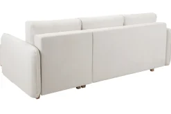 Miliboo Schlaf-Ecksofa modulierbar beiger Stoff mit Velours-Effekt und helles Holz 3-4 Sitzer ROMANE* Schlafsofas|Ecksofas