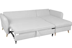 Miliboo Schlaf-Ecksofa rechts mit Stauraum hellgrau DRISS* Schlafsofas|Ecksofas