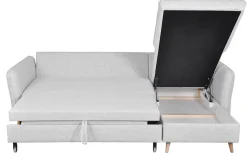 Miliboo Schlaf-Ecksofa rechts mit Stauraum hellgrau DRISS* Schlafsofas|Ecksofas