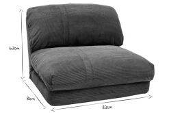 Miliboo Schlafsessel aus Cord in Dunkelgrau 1-Sitzer SPENCER* Schlafsessel