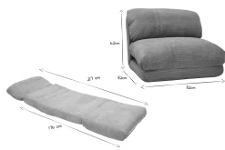 Miliboo Schlafsessel aus Cord in Hellgrau 1-Sitzer SPENCER* Schlafsessel
