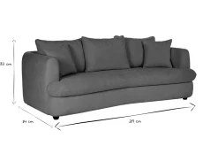 Miliboo Schlafsofa 3-4 Sitzer in grauem Stoff mit Samteffekt und abziehbarem Bezug SACHA* Schlafsofas