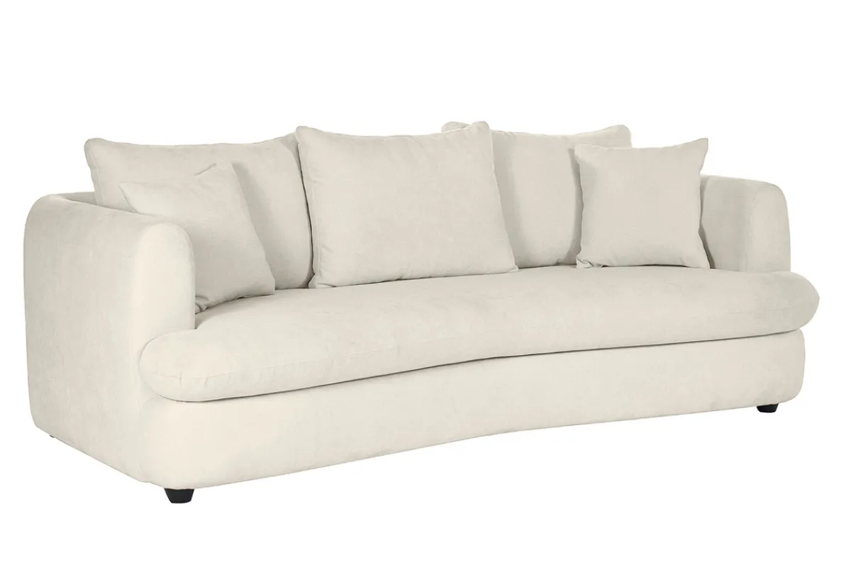 Miliboo Schlafsofa 3-4 Sitzer in hellbeigem Stoff mit Samteffekt und abziehbarem Bezug SACHA* Schlafsofas