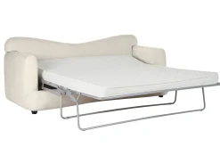 Miliboo Schlafsofa 3-4 Sitzer in hellbeigem Stoff mit Samteffekt und abziehbarem Bezug SACHA* Schlafsofas