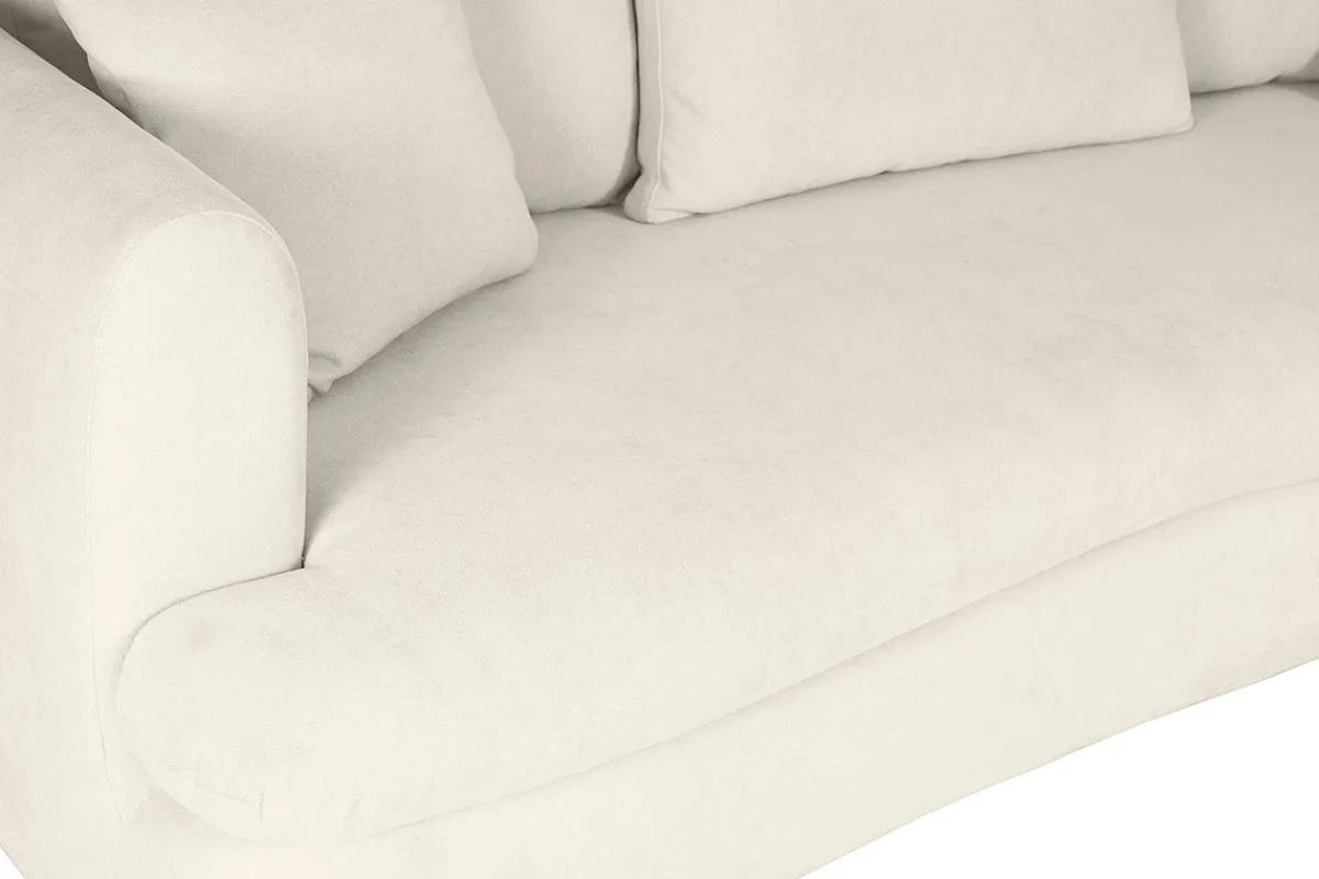 Miliboo Schlafsofa 3-4 Sitzer in hellbeigem Stoff mit Samteffekt und abziehbarem Bezug SACHA* Schlafsofas