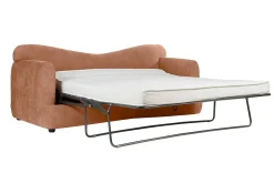 Miliboo Schlafsofa 3-4 Sitzer in terracottafarbenem Stoff mit Samteffekt und abziehbarem Bezug SACHA* Schlafsofas