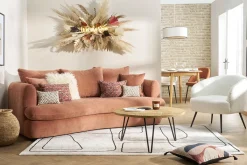 Miliboo Schlafsofa 3-4 Sitzer in terracottafarbenem Stoff mit Samteffekt und abziehbarem Bezug SACHA* Schlafsofas