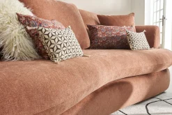 Miliboo Schlafsofa 3-4 Sitzer in terracottafarbenem Stoff mit Samteffekt und abziehbarem Bezug SACHA* Schlafsofas