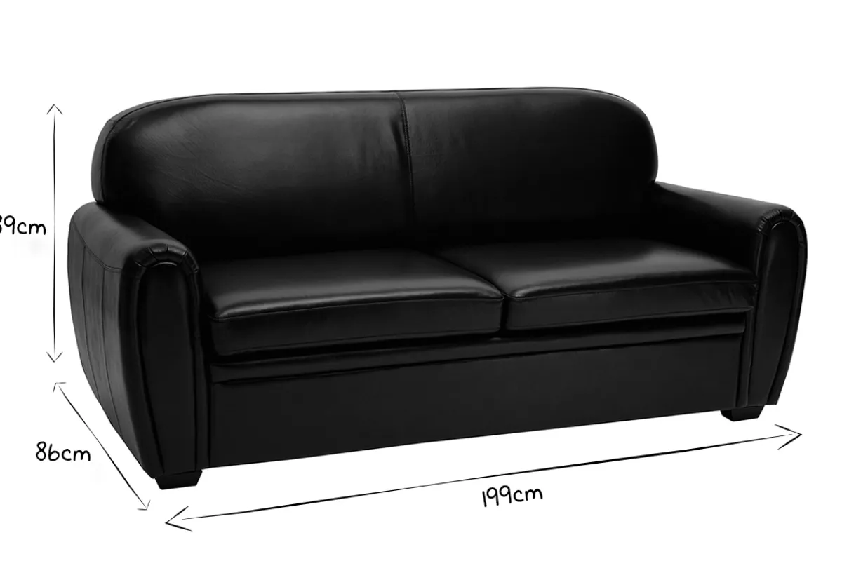 Miliboo Schlafsofa aus braunem Leder 3-Sitzer CLUB* Schlafsofas|Ledersofas