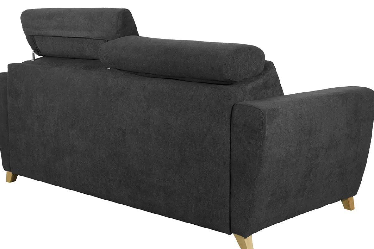 Miliboo Schlafsofa Matratze verstellbare Kopfstücke anthrazitgrauer Samt 140x190 cm GOYA* Schlafsofas