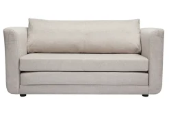 Miliboo Schlafsofa mit 2 Plätzen aus strukturiertem beigefarbenem Samteffektstoff LEON* Schlafsofas