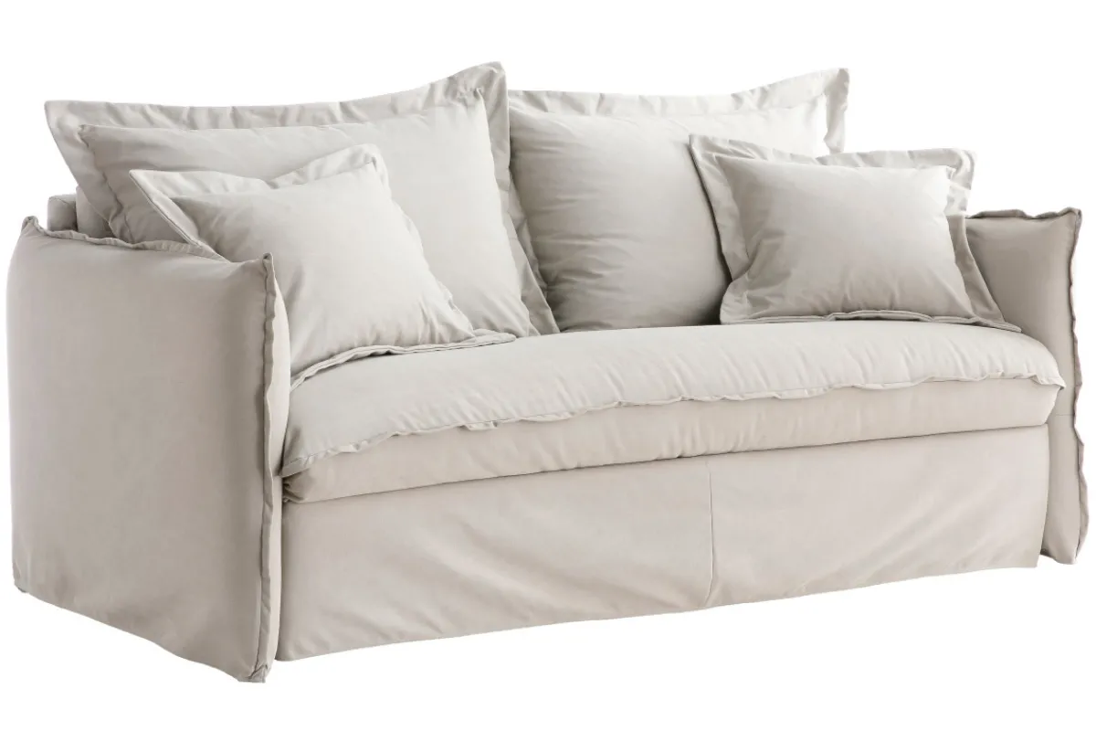 Miliboo Schlafsofa mit abnehmbarem Bezug aus beiger Baumwolle ALDO* Schlafsofas