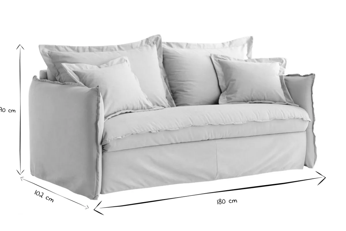 Miliboo Schlafsofa mit abnehmbarem Bezug aus beiger Baumwolle ALDO* Schlafsofas