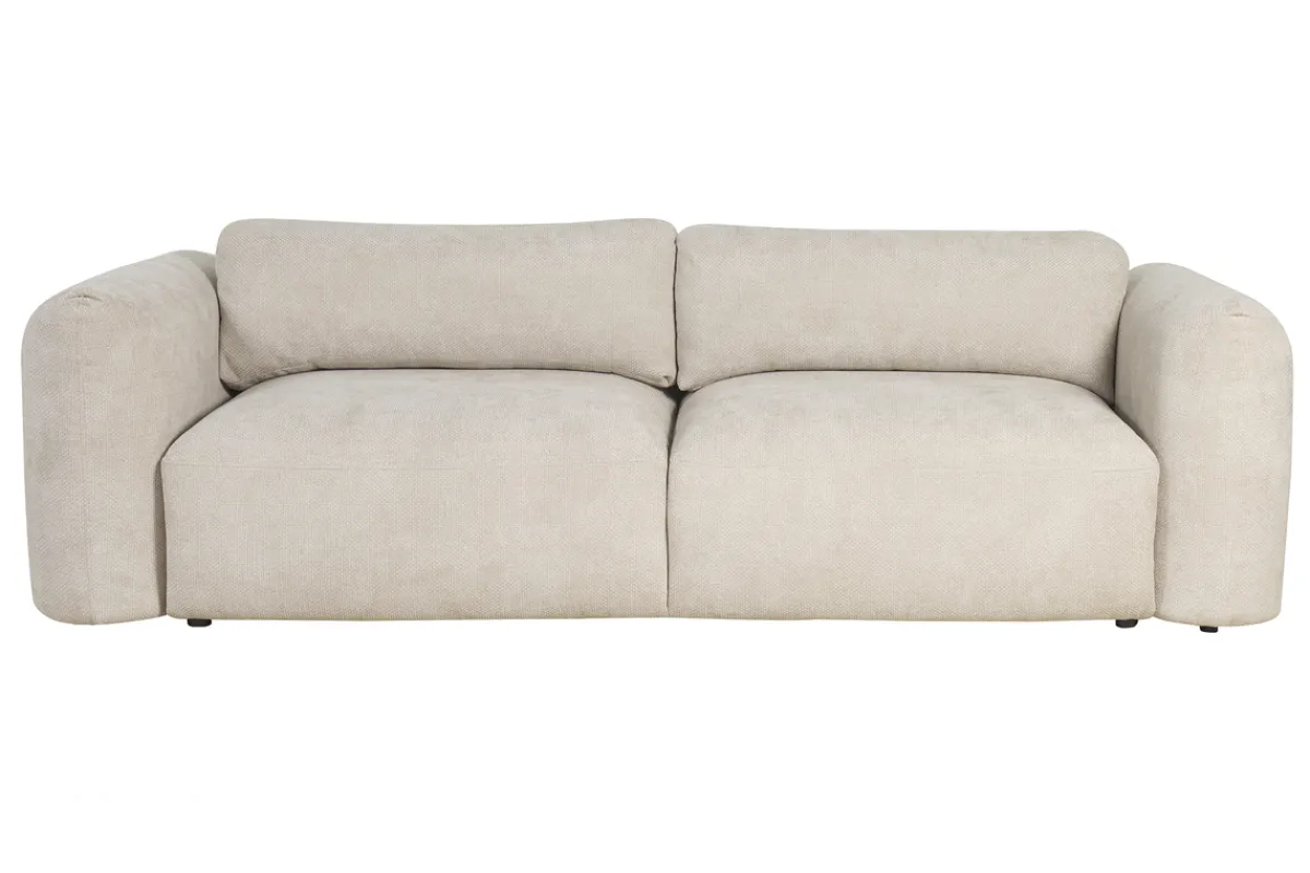Miliboo Schlafsofa mit Bettkasten aus beigem Chenille-Veloursstoff 4-Sitzer CRUSH* Schlafsofas