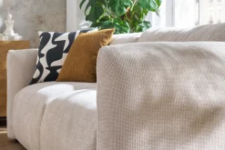 Miliboo Schlafsofa mit Bettkasten aus beigem Chenille-Veloursstoff 4-Sitzer CRUSH* Schlafsofas