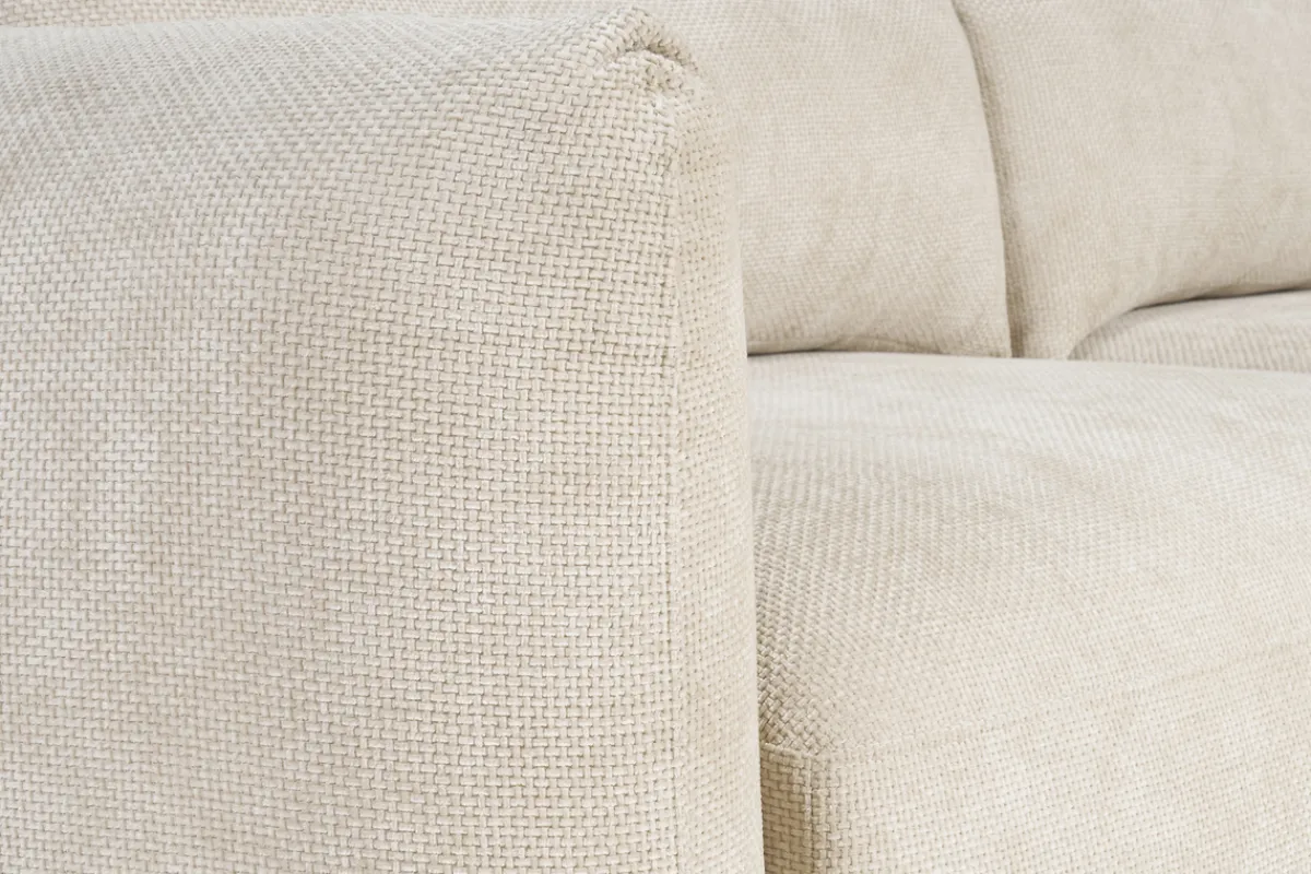 Miliboo Schlafsofa mit Bettkasten aus beigem Chenille-Veloursstoff 4-Sitzer CRUSH* Schlafsofas