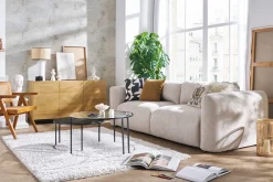 Miliboo Schlafsofa mit Bettkasten aus beigem Chenille-Veloursstoff 4-Sitzer CRUSH* Schlafsofas