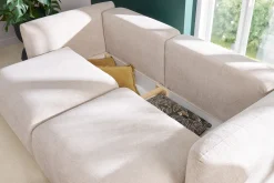 Miliboo Schlafsofa mit Bettkasten aus beigem Chenille-Veloursstoff 4-Sitzer CRUSH* Schlafsofas