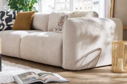 Miliboo Schlafsofa mit Bettkasten aus beigem Chenille-Veloursstoff 4-Sitzer CRUSH* Schlafsofas