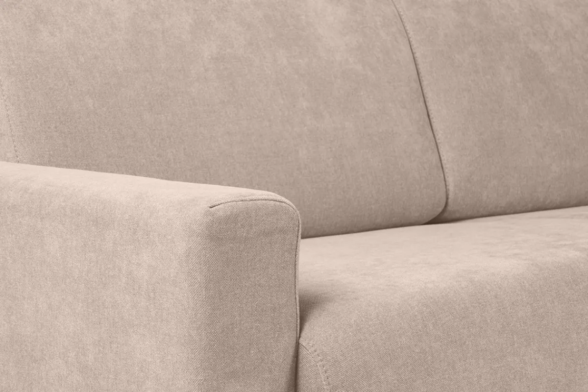 Miliboo Schlafsofa mit verstellbaren Kopfstützen für 3 Personen in beige-samtigem Effektgewebe mit einer Matratze von 18 cm NORO* Schlafsofas