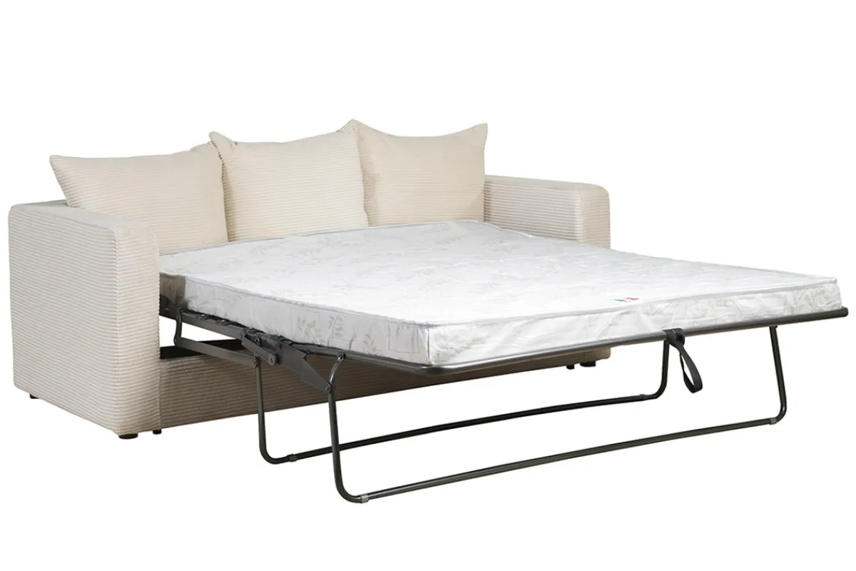 Miliboo Schlafsofa 3-Sitzer mit beigem Cordstoff mit Matratze 13cm BACIO* Design-sofas|Schlafsofas