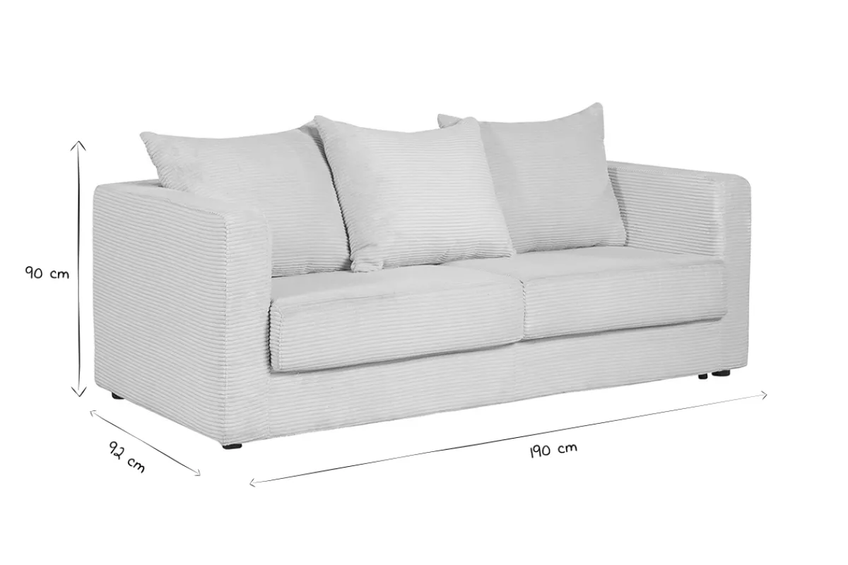 Miliboo Schlafsofa 3-Sitzer mit beigem Cordstoff mit Matratze 13cm BACIO* Design-sofas|Schlafsofas