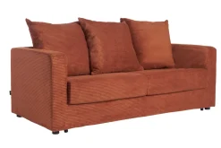 Miliboo Schlafsofa 3-Sitzer mit Cordstoff in Terracotta mit Matratze 13cm BACIO* Schlafsofas