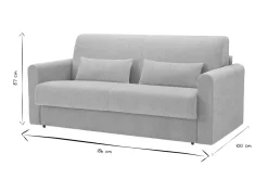 Miliboo Schlafsofa 3-Sitzer mit Stoffbezug in Samtoptik Beige Matratze 13cm LETTO* Schlafsofas