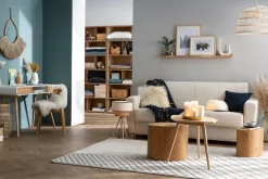 Miliboo Schlafsofa skandinavisch senfgelb und Holz GRAHAM* Schlafsofas